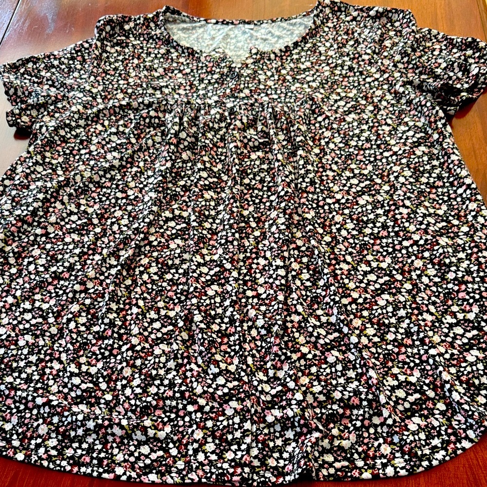 2X Floral Short Sleeve Tunic top